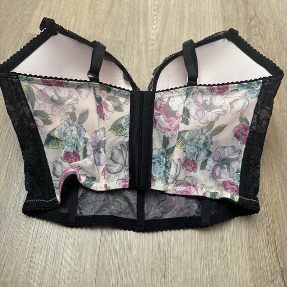 NWT Victoria's Secret ROSE EMBROIDERED Push Up Longline Bra TOP 36D - Picture 5 of 6